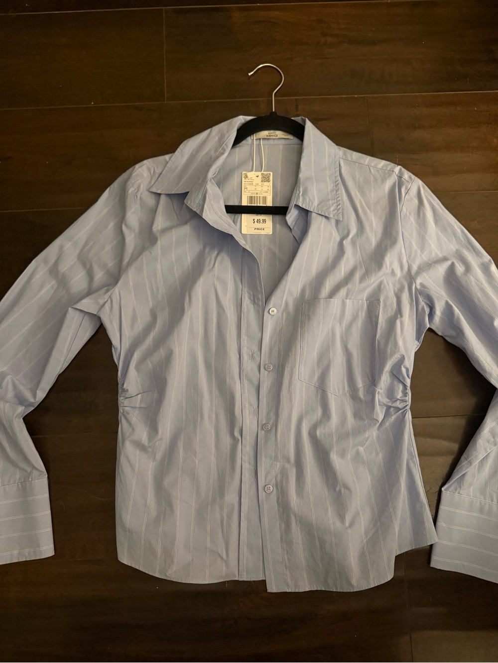 Mango Light Blue Striped Button-Down Shirt